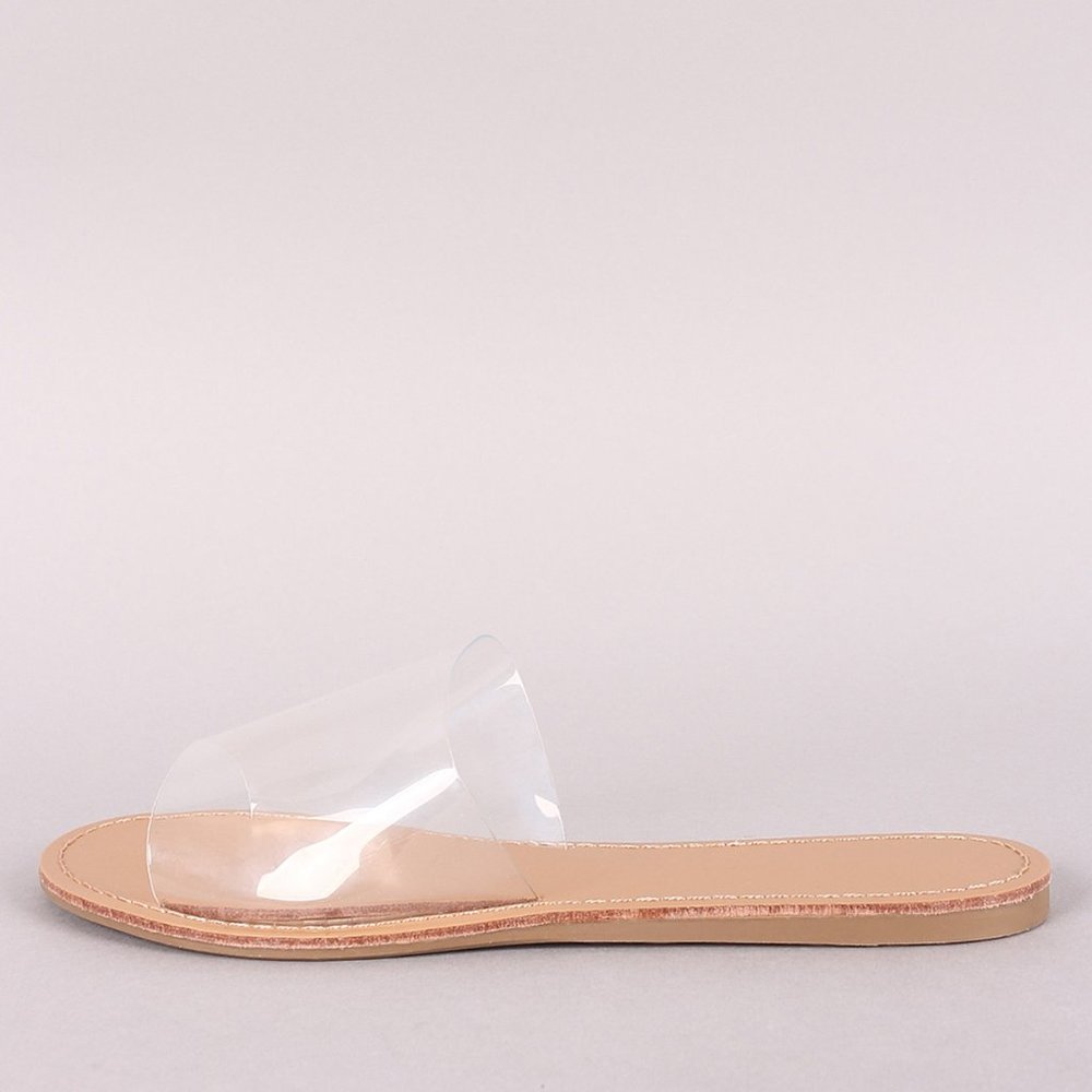 NEW🔥 Transparent Clear Band Open Toe Slide Sandal Flat Shoes Flip Flops Slip-On - Picture 3 of 5